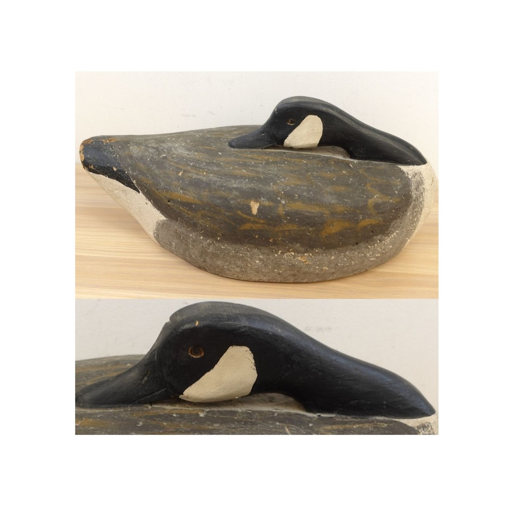 20th Century Sleeping Canada Goose Decoy VINTAGE Hunting Wood Carve Folk Art
